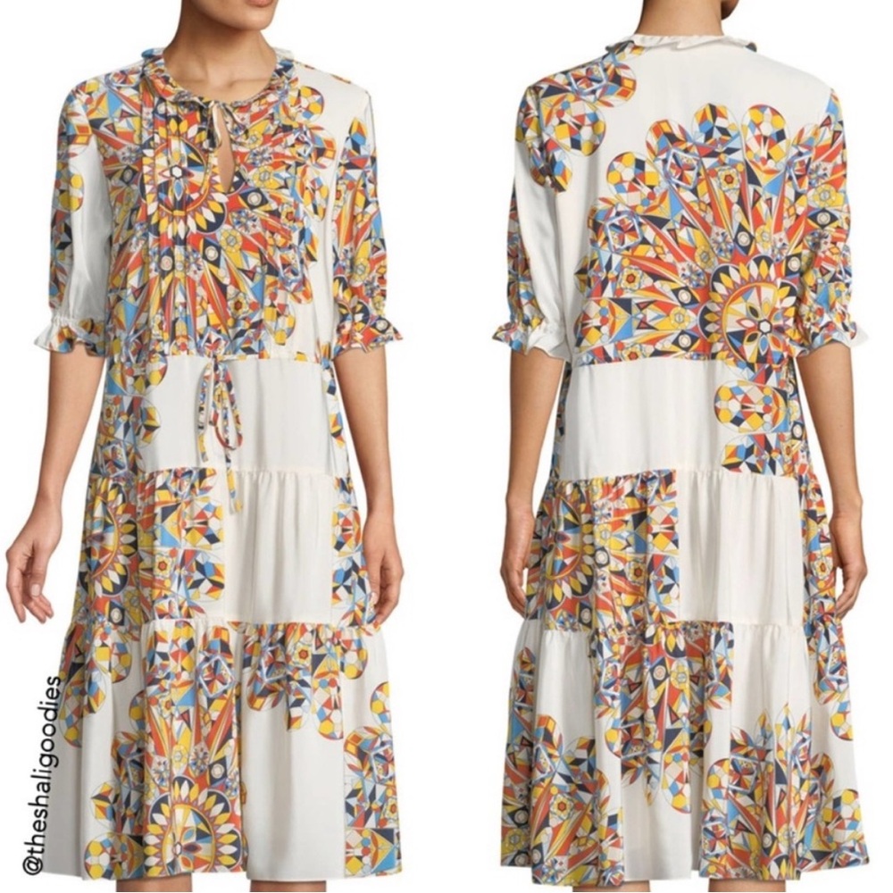 Tory Burch Arabella dress kaleidoscope print silk xS boho